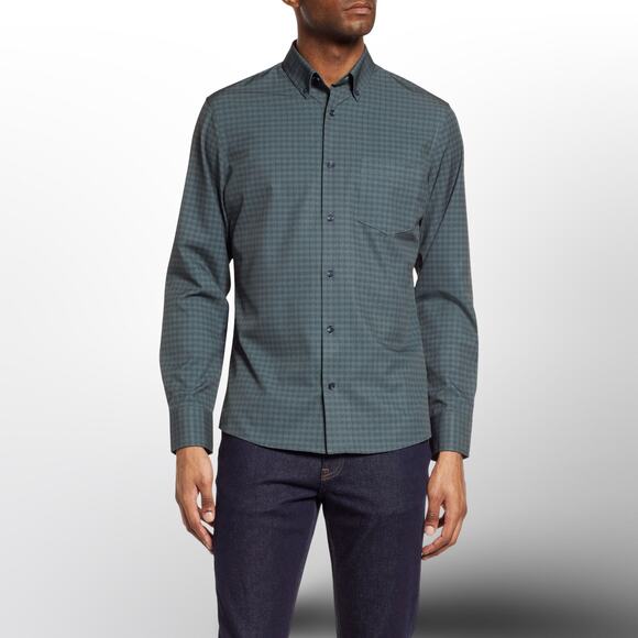 Nordstrom Tech-Smart Trim Fit Check Stretch Button-Down - Picture 2 of 6